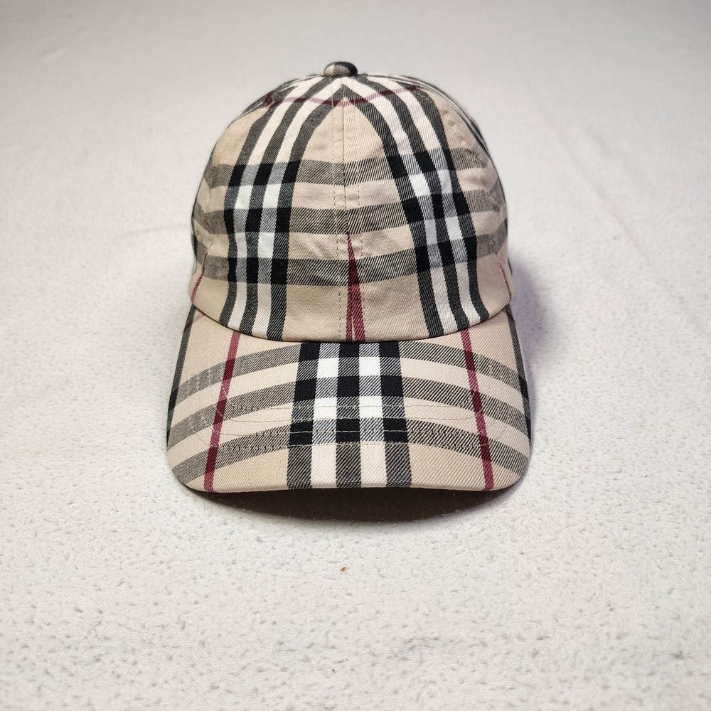 Burberry London Hat Cap Strap Snap Back One Size Nova Check Beige Cotton